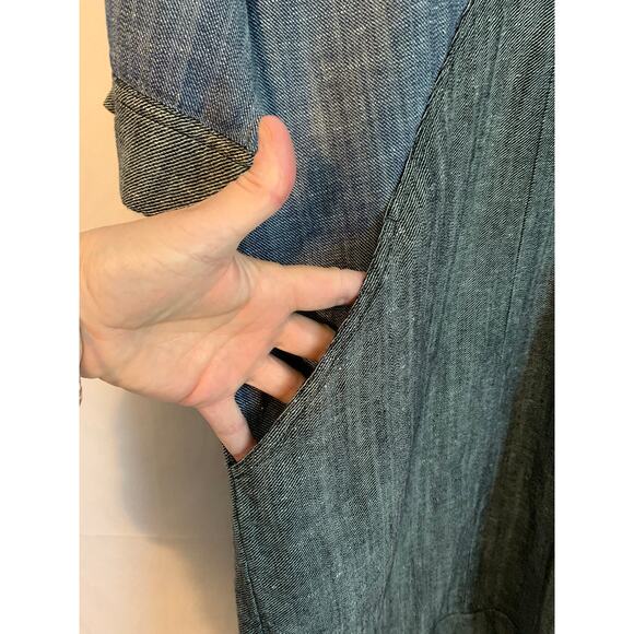 Uncle Frank Anthropologie Small Dress Denim Blue Pockets Boho Lagenlook Chic - Picture 2 of 5